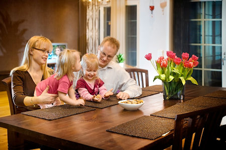 Family at a table