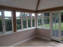 Softwood windows set in timber frame